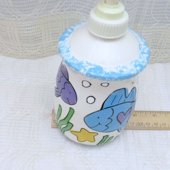 Vintage Handmade Ceramic Soap Dispenser With Fish And Sea Animals - Picture 8 of 8